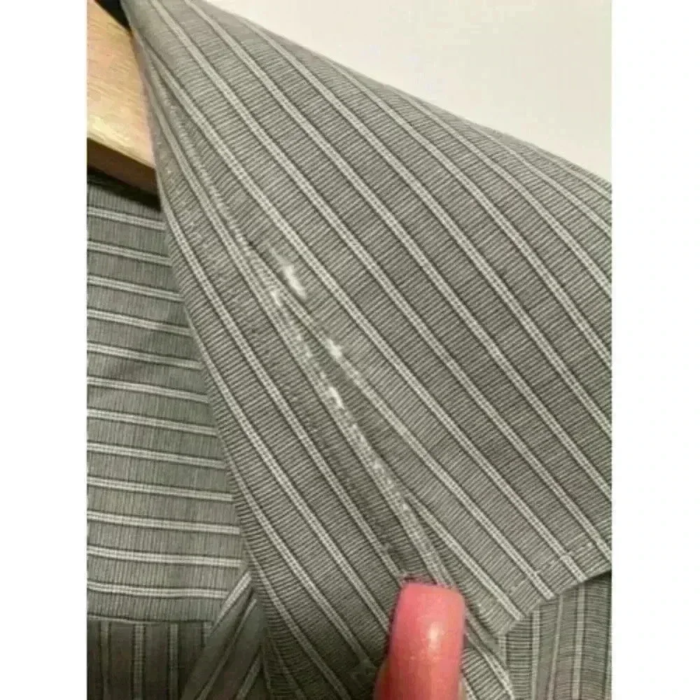 HUGO BOSS Long Sleeve Shirt Stretch Grey Striped Collar Dress Shirt 15 3/4 40 - Picture 12 of 12